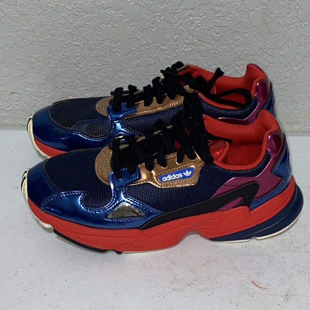 Adidas Falcon Women's Shoes Sneakers Size 9 Blue Red Collegiate Superhero CG6632 - Picture 4 of 7